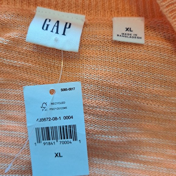 NEW GAP Orange Striped Drop Shoulder Open Front Cardigan Wrap Size XL - Picture 5 of 6